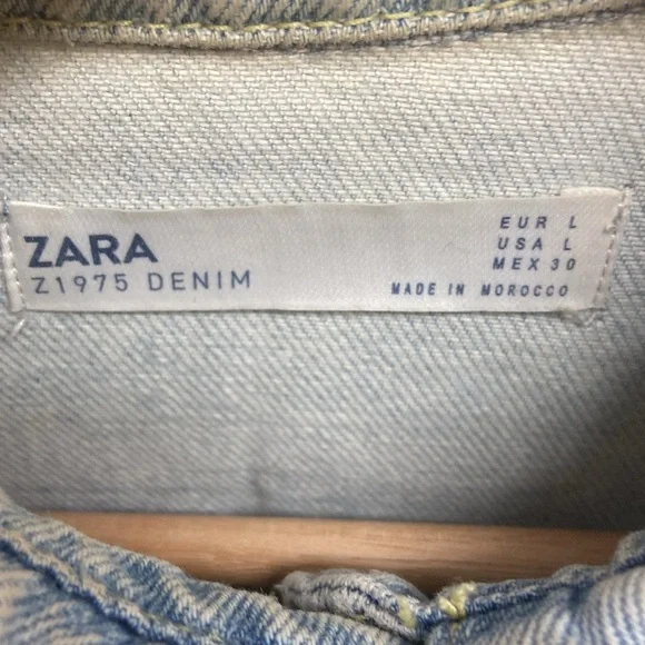 Zara Faded Blue Ripped Denim Jacket - Picture 5 of 7